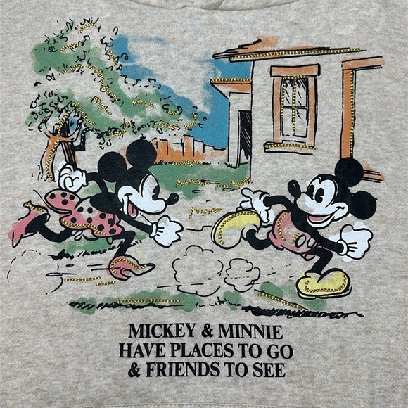 NWT Disney Mickey & Minnie Cream Places to Go and Friends to See Hoodie Size S - Picture 3 of 10